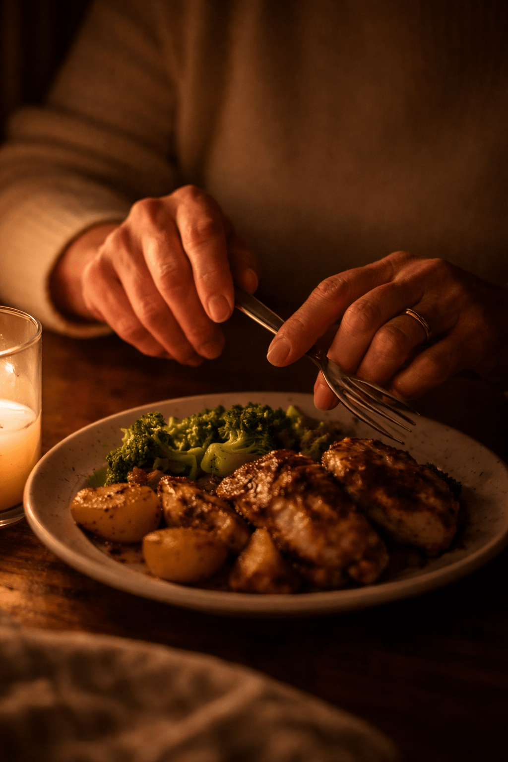 Persona comiendo de forma consciente tras superar la ansiedad por la comida con hipnosis